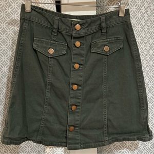Olive Buttonup Mini Skirt